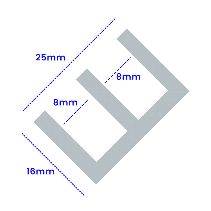 Aluminium Double Channel 25mm x 16mm x 3mm 6063 Grade Mill Finish High Corrosion Resistance Ideal for DIY, Construction, and Industrial Use