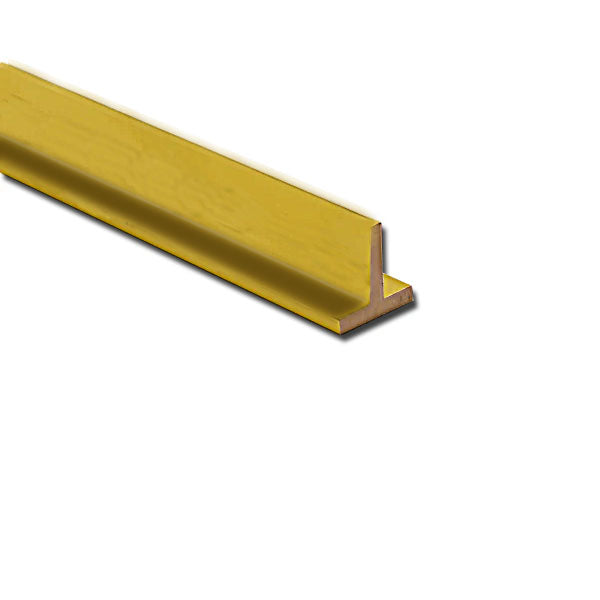 Brass T-Section 15.8mm x 15.8mm x 3.2mm (5/8" x 5/8" x 1/8") CZ130 Grade Mill Finish Corrosion Resistant Fair Weldability - Linear Metre