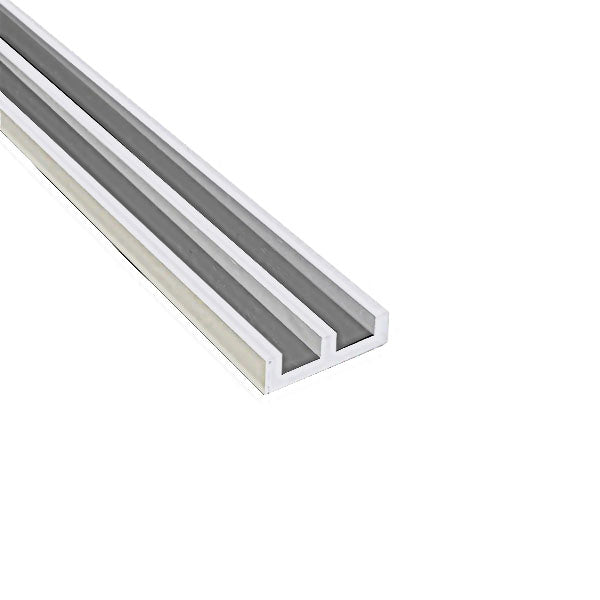 25mm x 9mm x 3mm Aluminium Double Channel Mill Finish 6063 - Heavy Duty, Corrosion-Resistant, Ideal for Shelving & Mounting Brackets